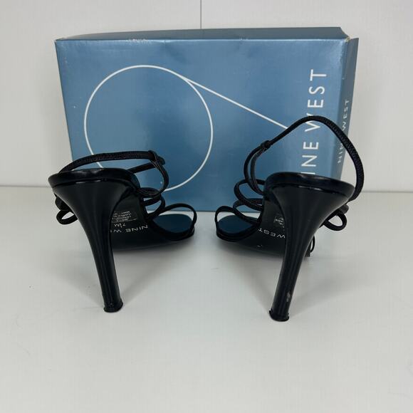 Nine West Black Strappy Heeled Sandals – Women’s Size 7.5M Leather Upper - Picture 5 of 8